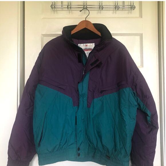 VTG 90s Obermeyer Zephyr Colorblock Ski Jacket Purple Teal Men’s L Outdoor Retro - Picture 1 of 12